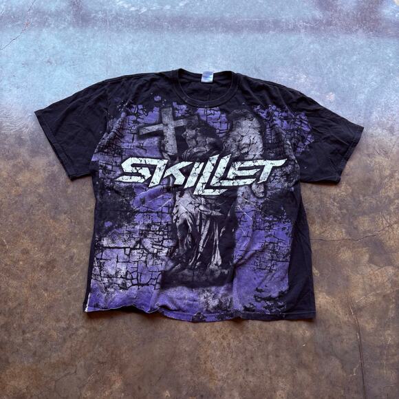 Vintage Y2K SKILLET AOP BAND T-shirt - Picture 1 of 4
